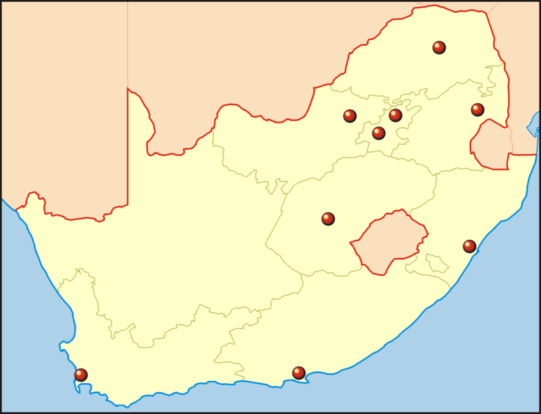 Missionaries In Africa 1800s. Locations of the South Africa